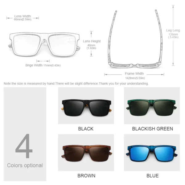Oi Wood New High Quality Square Sunglasses For Men Polarized UV400 Fashion Sunglass Mirror Sport sun glasses Driving oculos - Image 4