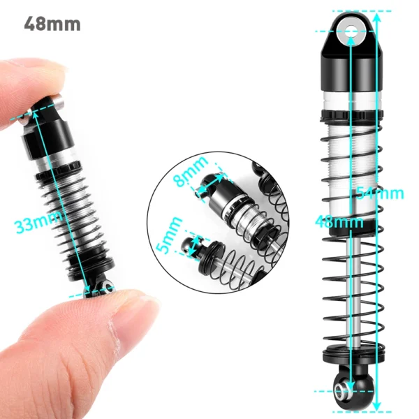 AXSPEED 4Pcs Alu 33/36/38/43/48mm Oil Shock Absorber Damper for Axial SCX24 Deadbolt C10 Wrangler Gladiator Bronco 1/24 RC Car - Image 7
