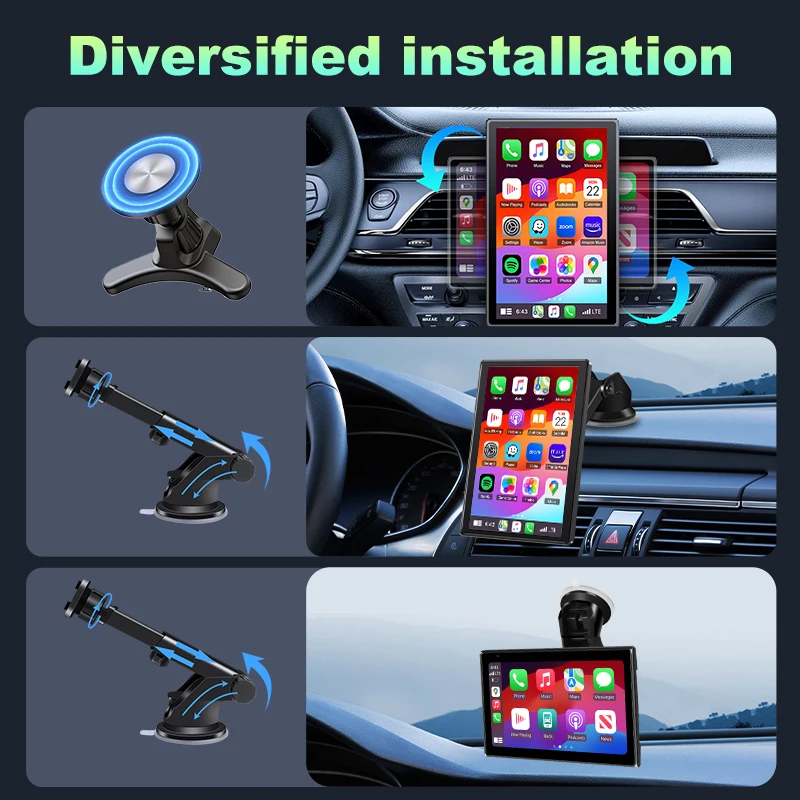 7-inch-Rear-Cam  Portable Multimedia Player Carplay AI Screen IPS Touch Screen GPS Navigation Bluetooth Support Horizontal/Vertical Screen - Image 5