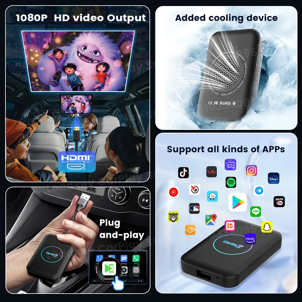 2GB-16GB CarlinKit Android TV Box Wireless Adatper Lite s Wireless Dongle CarPlay Android auto for IPTV Youtube Netfilx Spotify HD Output - Image 3