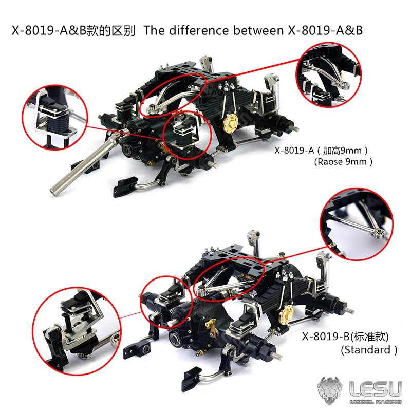 LESU RC Parts Metal Rear Suspension for Differential Axles 1/14 RC Tractor Truck Hydraulic Dumper Remote Control Car Toy TH18267 - Image 6