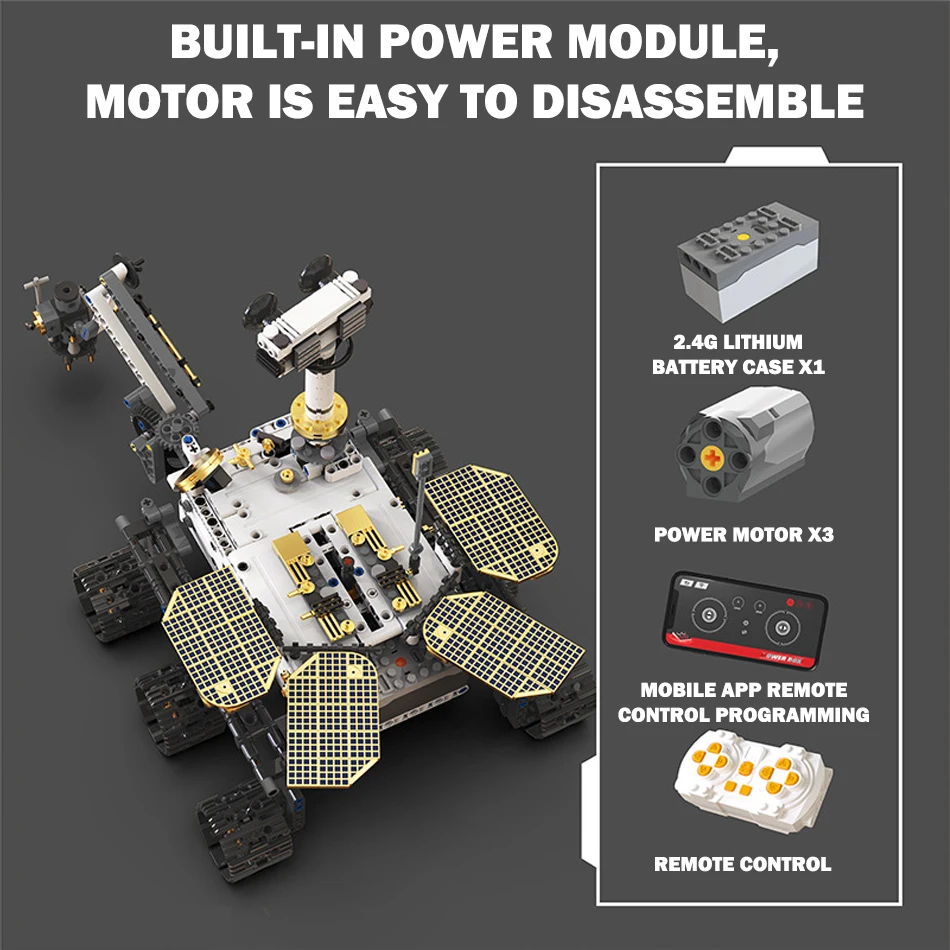 MOC Science Technical Mars Exploration Rover Model Building Blocks Bricks Kits RC Programming APP Educational Toys for Kids Gift - Image 3