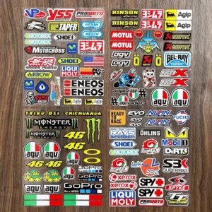 Sponsor Decals Reflective Waterproof Car Stickers Motorcycle Scooter Bicycle Bumper Modification Helmet Trunk Tail Box Decor