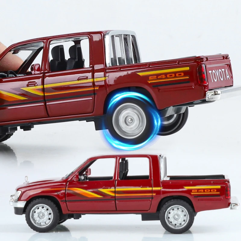 1:32 Toyota Hilux Off Road Pickup Truck Alloy Diecast Metal Model Hight Simulation Sound Light Toy Desktop Ornaments Boys Gifts - Image 5