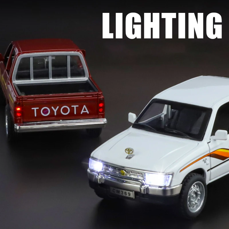 1:32 Toyota Hilux Off Road Pickup Truck Alloy Diecast Metal Model Hight Simulation Sound Light Toy Desktop Ornaments Boys Gifts - Image 4