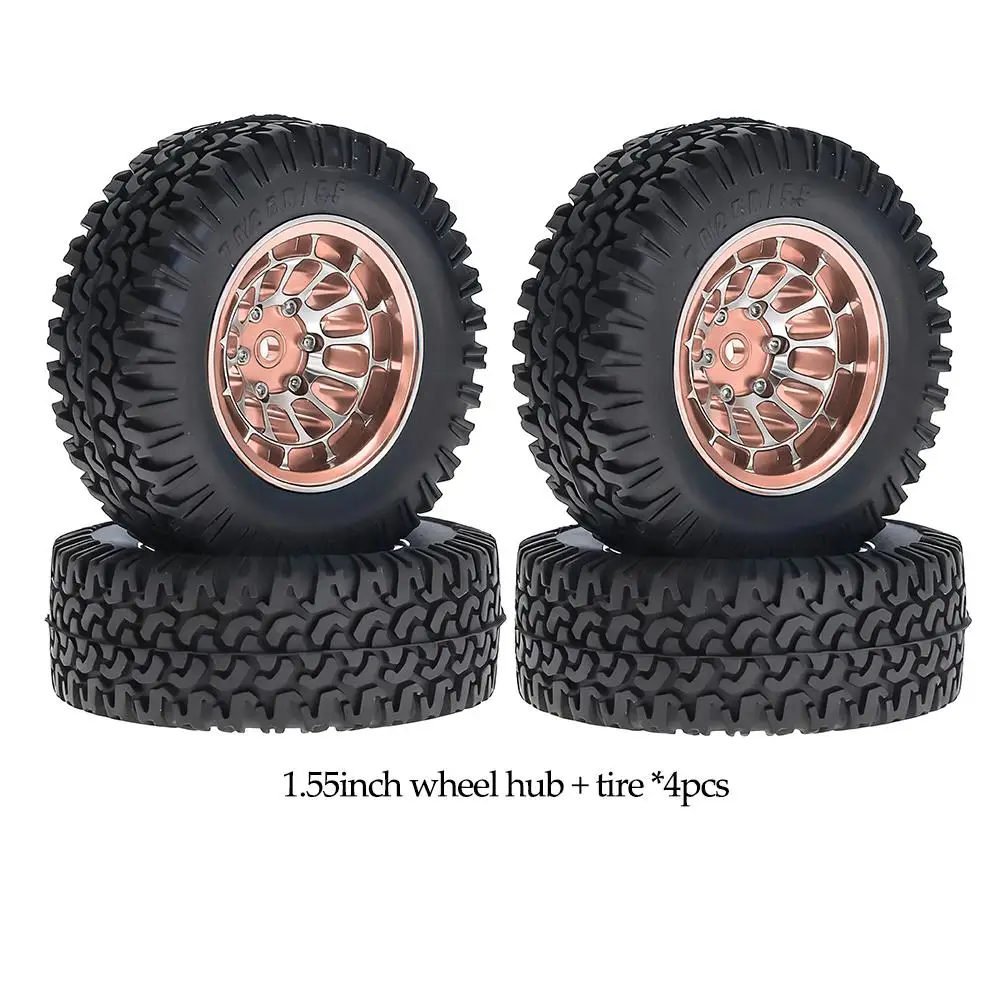 1.55-inch Metal Wheel Hub+rubber Tire For 1/10 Rc Rock Crawler Cars Axial 90069 D90 Cc01 Tf02 Lc70 MJX Rgt Rc4wd - Image 9