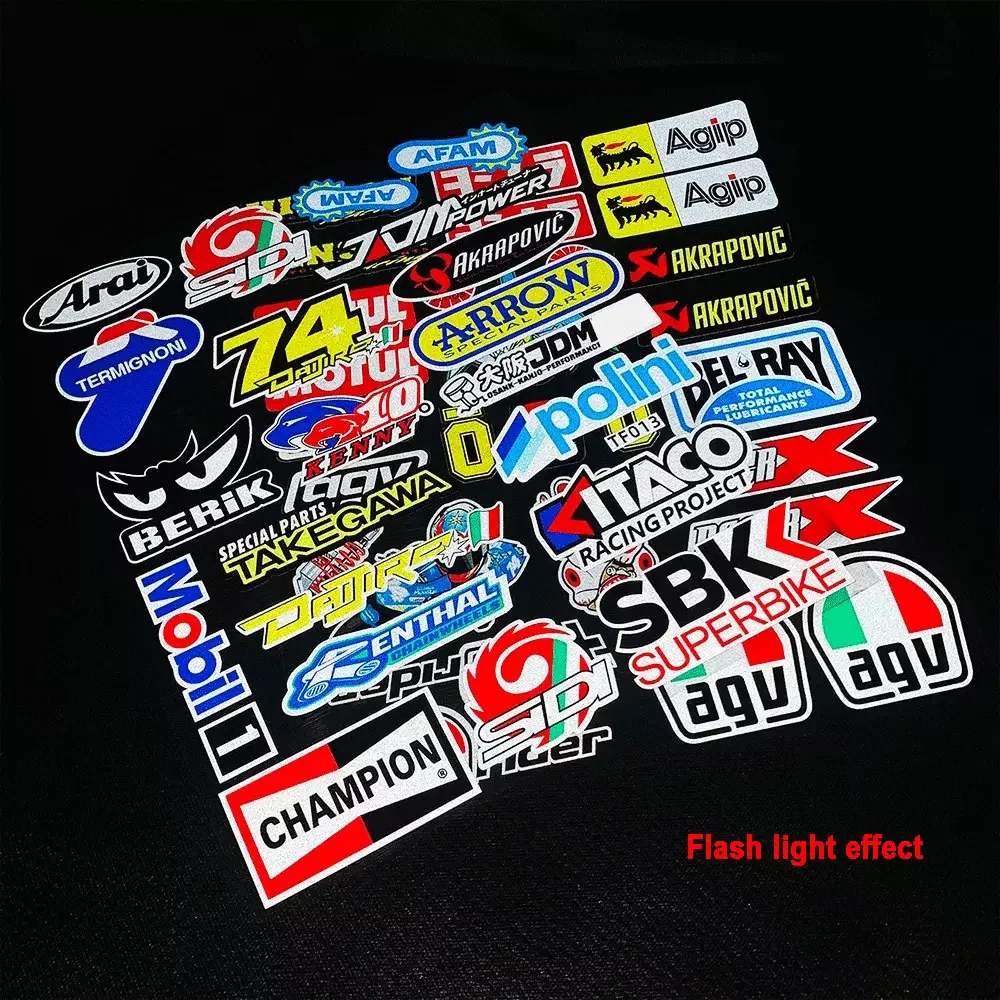 Sponsor Decals Reflective Waterproof Car Stickers Motorcycle Scooter Bicycle Bumper Modification Helmet Trunk Tail Box Decor - Image 4