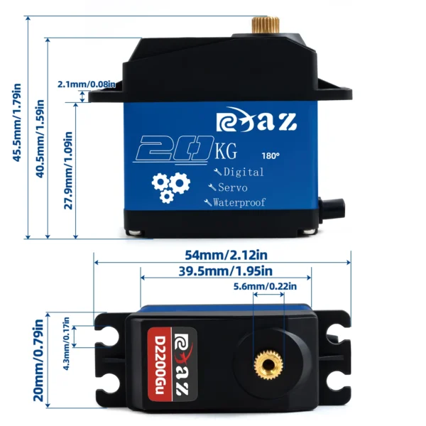 RCXAZ Metal Housing High Speed Metal Gear Digital Servo 20KG-35KG 180 Large Torque Waterproof for RC Car Crawler SCX10 TRX4 - Image 2