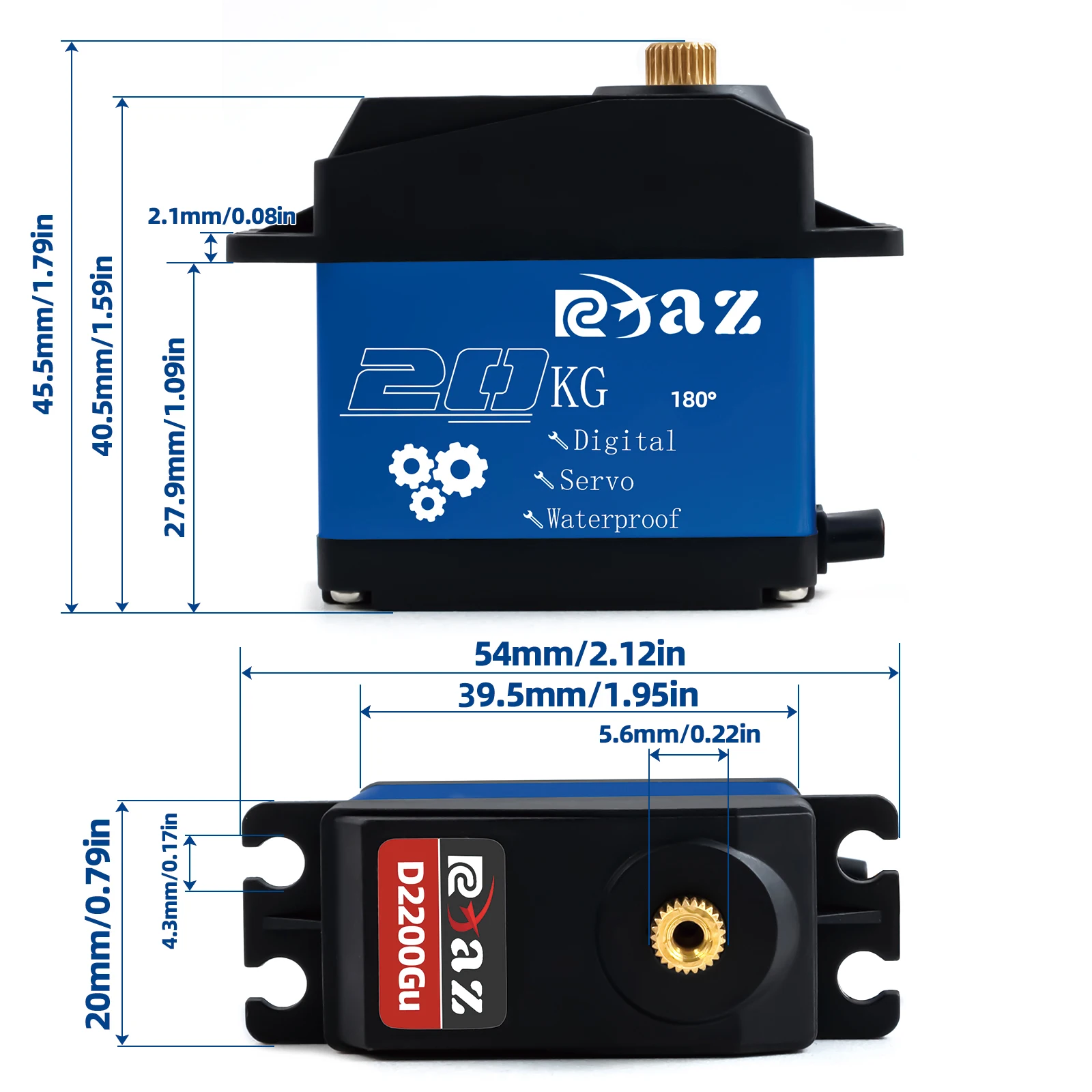 RCXAZ Metal Housing High Speed Metal Gear Digital Servo 20KG-35KG 180 Large Torque Waterproof for RC Car Crawler SCX10 TRX4 - Image 2