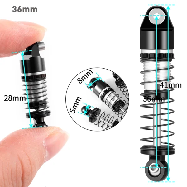 AXSPEED 4Pcs Alu 33/36/38/43/48mm Oil Shock Absorber Damper for Axial SCX24 Deadbolt C10 Wrangler Gladiator Bronco 1/24 RC Car - Image 3