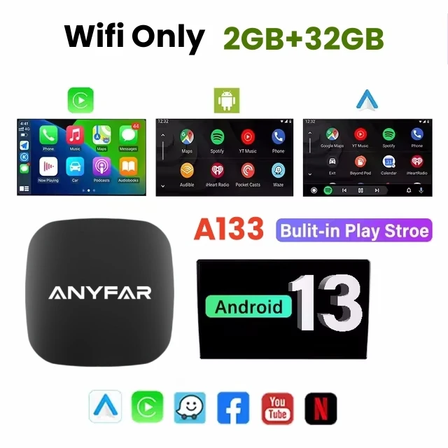 2GB-32GB: 2025 ANYFAR Android 13 3in1 CarPlay Ai Box Wireless Android Auto USB Adapter 2G 32G For Youtube Netflix Automatic Connection - Image 7