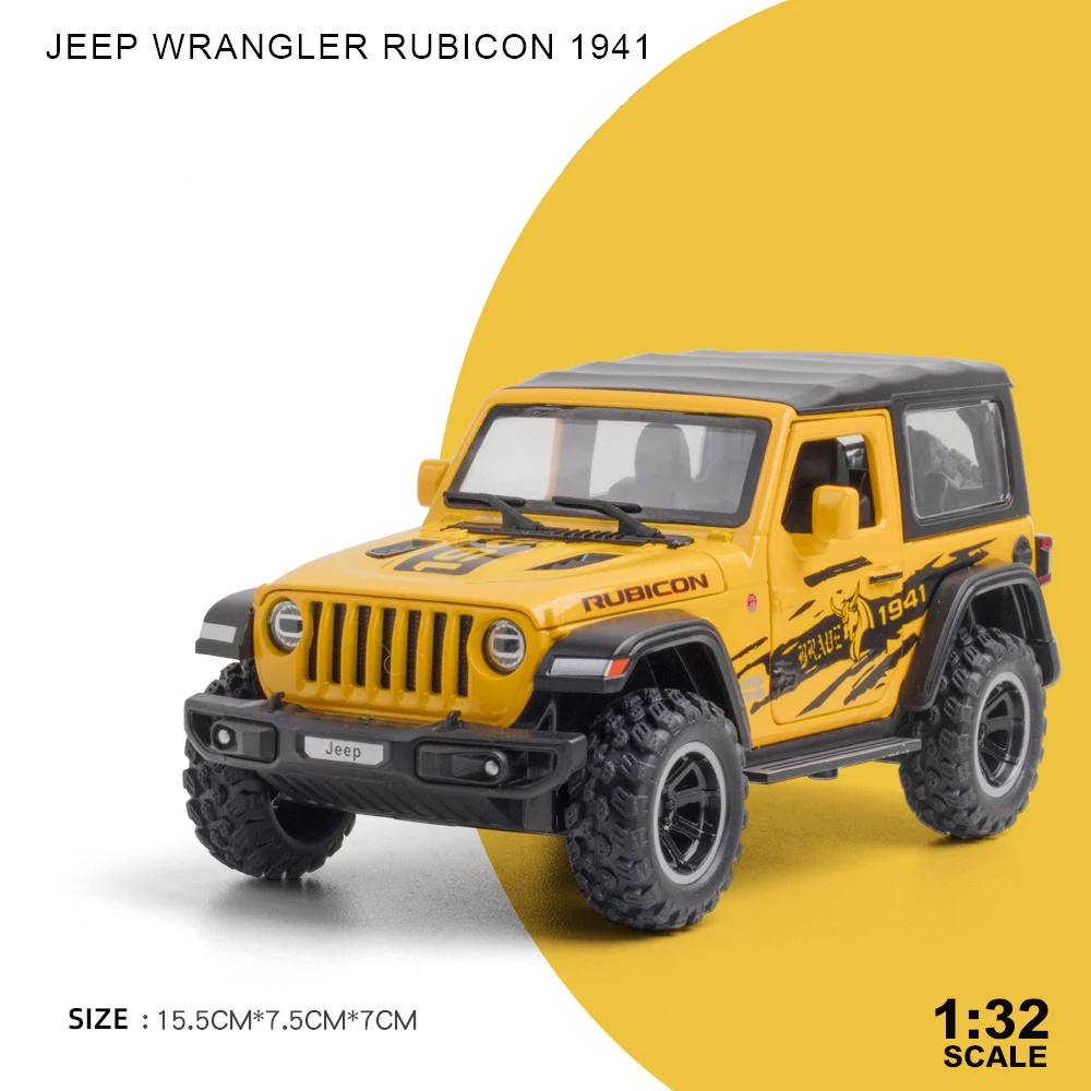 1:32 Jeep Wrangler Rubicon Alloy Off Road Diecast Model Sound &  Lihgt Toy Home Interior Decoration Kids Gift Birthday Present - Image 7