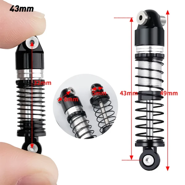 AXSPEED 4Pcs Alu 33/36/38/43/48mm Oil Shock Absorber Damper for Axial SCX24 Deadbolt C10 Wrangler Gladiator Bronco 1/24 RC Car - Image 6