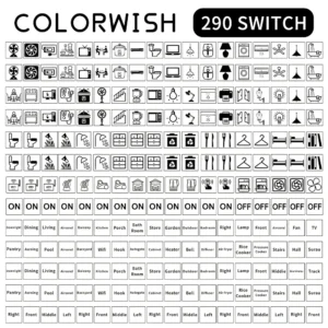&nbsp 1set-290pcs-English| Transparent Light Switch Label Switch Panel function sticker Self-Adhesive on-off Lable Prompt Switch Function Decor Your Space