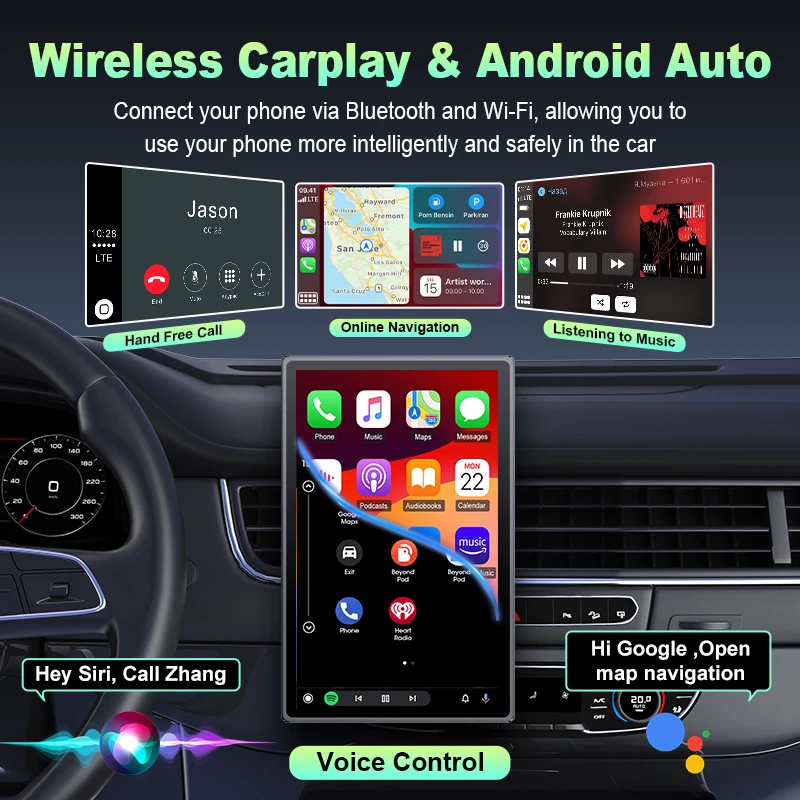 7-inch-Rear-Cam  Portable Multimedia Player Carplay AI Screen IPS Touch Screen GPS Navigation Bluetooth Support Horizontal/Vertical Screen - Image 2