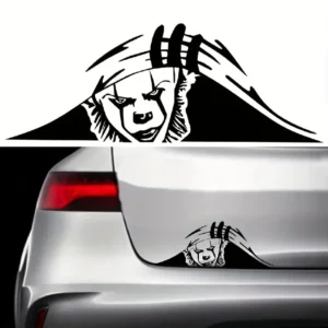 black: 1PC Clown Peeping Car Stickers Auto Window Bumper Trunk Waterproof Vinyl Decals Self-adhesive Joker Funny Car Styling Decoration