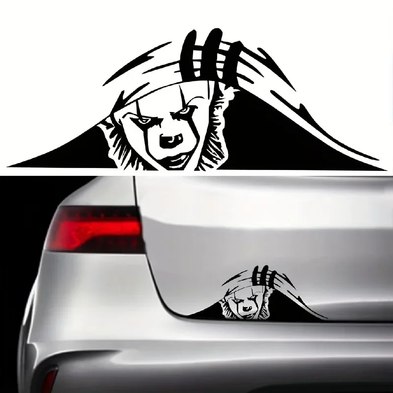 black: 1PC Clown Peeping Car Stickers Auto Window Bumper Trunk Waterproof Vinyl Decals Self-adhesive Joker Funny Car Styling Decoration