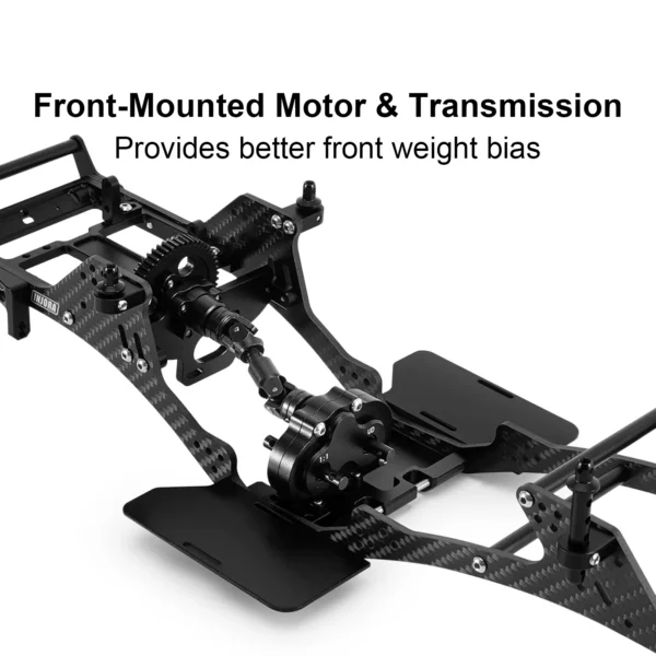 LCG-Chassis-Kit: INJORA Front Mounted Transmission LCG Carbon Fiber Chassis Kit for 1/10 RC Crawlers (INC 10F) - Image 3