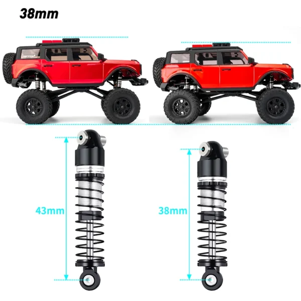 AXSPEED 4Pcs Alu 33/36/38/43/48mm Oil Shock Absorber Damper for Axial SCX24 Deadbolt C10 Wrangler Gladiator Bronco 1/24 RC Car - Image 4