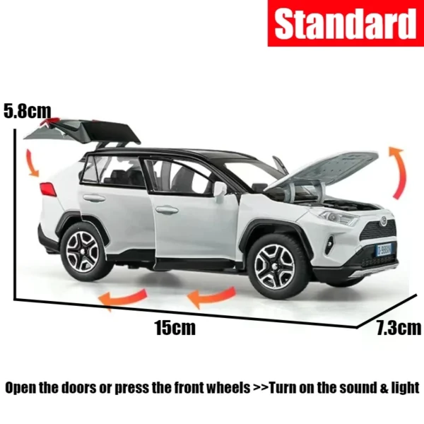 1/32 Toyota RAV4 SUV Off-Road Toy Car  JKM Diecast Metal Model Sound &amp  Light Doors Openable Educational Collection Gift For Boy - Image 7