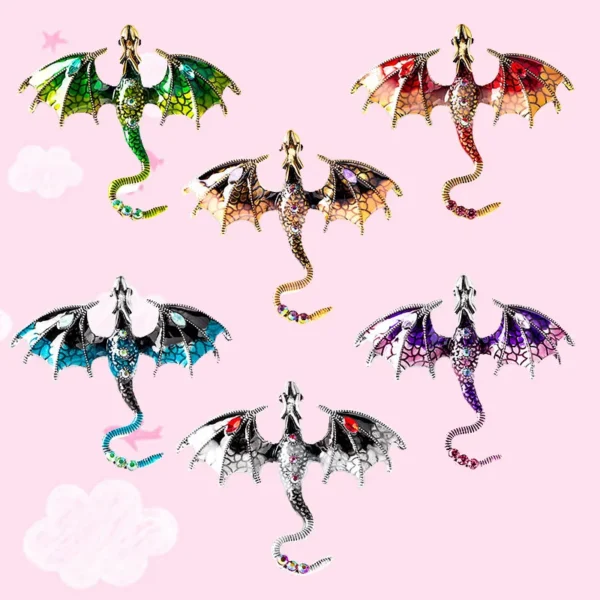 Hot Selling Fashion Cartoon Dragon Inset Crystal Enamel Pin Creative Lapel Metal Brooch Badge Jewelry Friends Gift Wholesale
