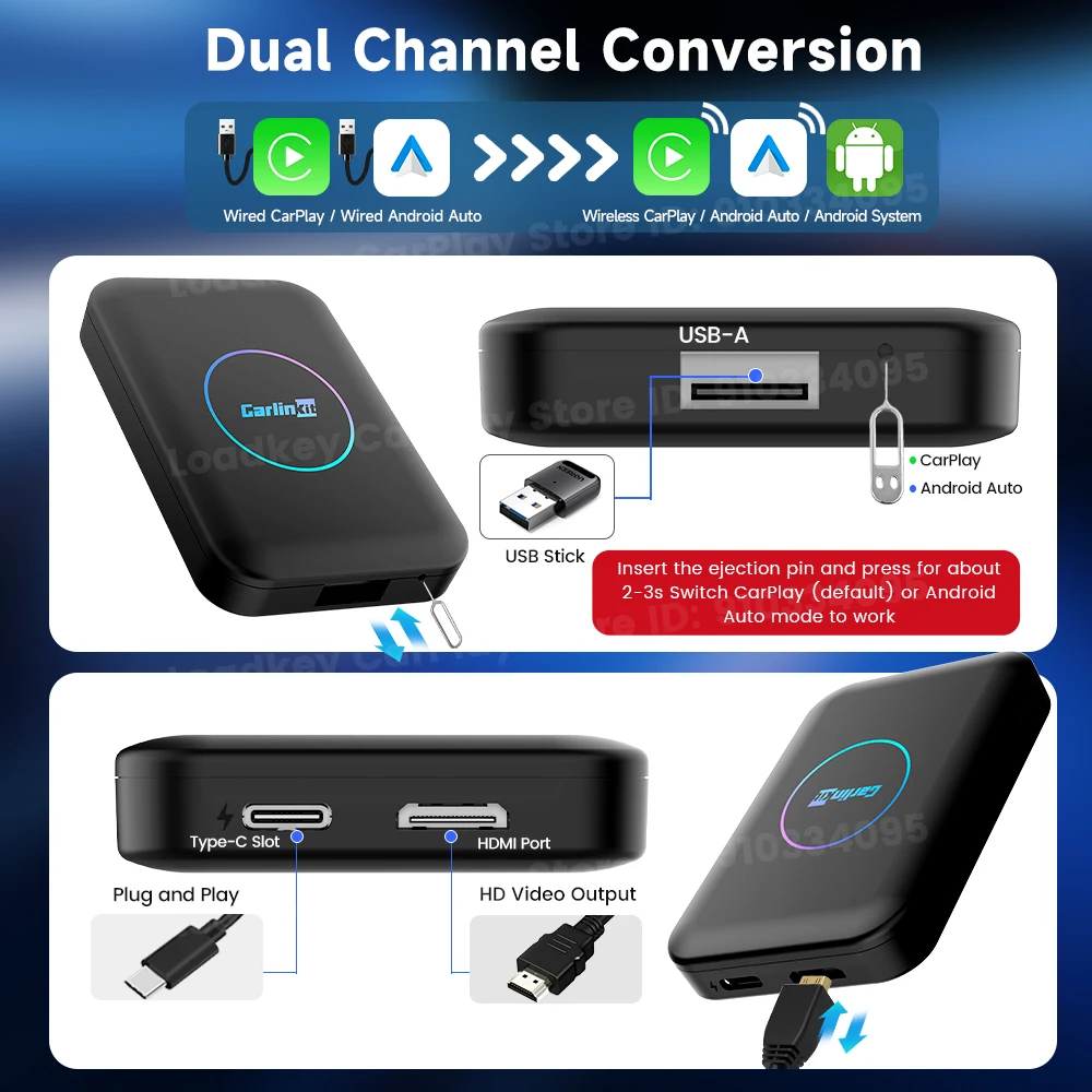 2GB-16GB CarlinKit Android TV Box Wireless Adatper Lite s Wireless Dongle CarPlay Android auto for IPTV Youtube Netfilx Spotify HD Output - Image 6