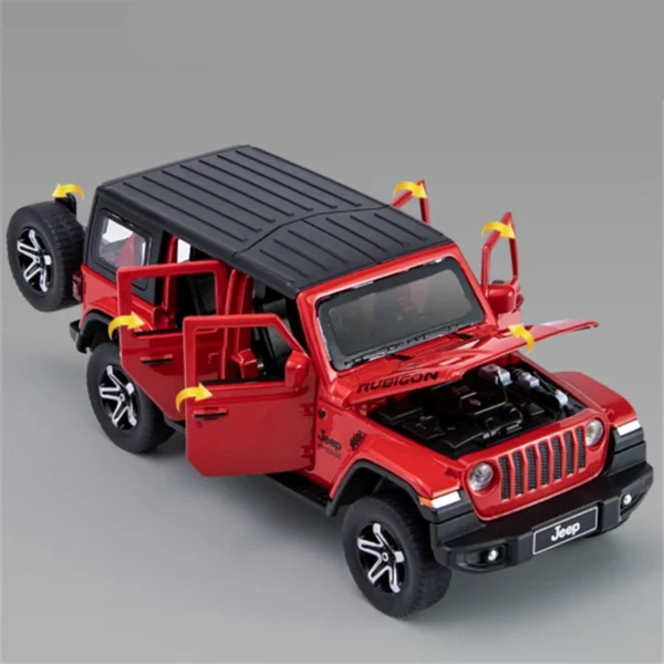 1:32 Jeeps Wrangler Rubicon Alloy Car Model Diecasts Metal Off-road Vehicles Car Model Simulation Sound and Light Kids Toys Gift - Image 2