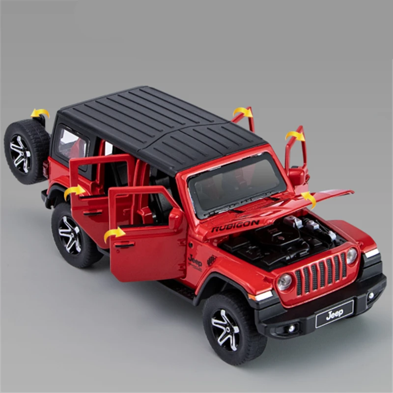 1:32 Jeeps Wrangler Rubicon Alloy Car Model Diecasts Metal Off-road Vehicles Car Model Simulation Sound and Light Kids Toys Gift - Image 2