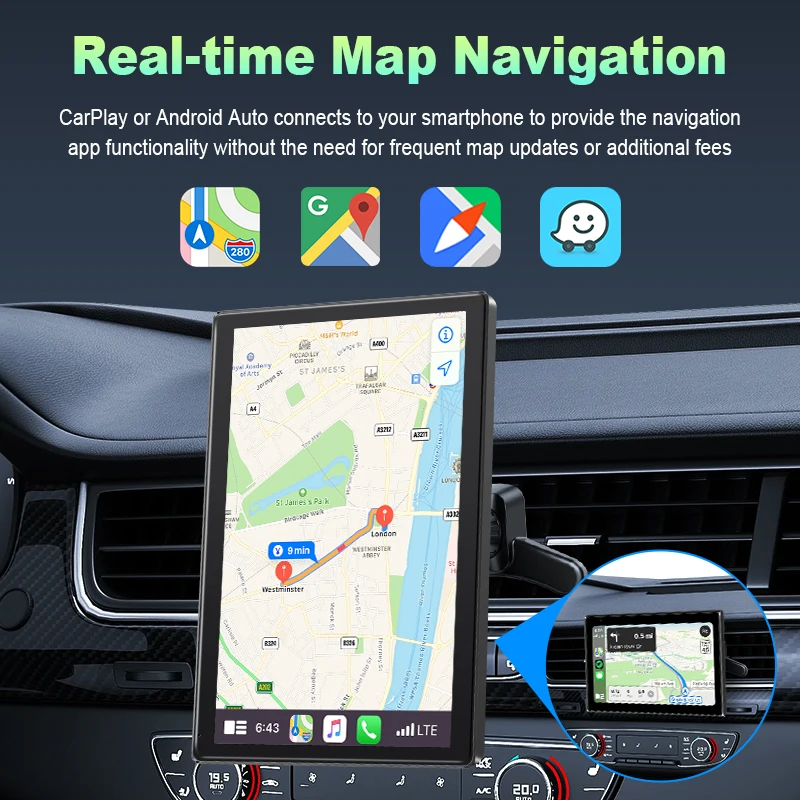 7-inch-Rear-Cam  Portable Multimedia Player Carplay AI Screen IPS Touch Screen GPS Navigation Bluetooth Support Horizontal/Vertical Screen - Image 6