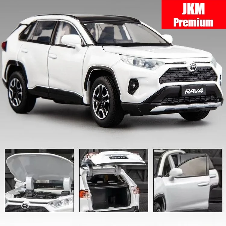 1/32 Toyota RAV4 SUV Off-Road Toy Car  JKM Diecast Metal Model Sound &  Light Doors Openable Educational Collection Gift For Boy - Image 9