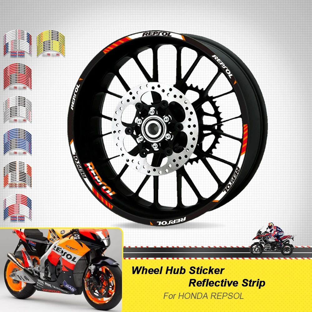 17inch Wheels Hub Stickers Motorcycle Accessories Reflective Decals Stripes For Honda HRC REPSOL CBR 250RR 400RR 600RR 1000RR - Image 2