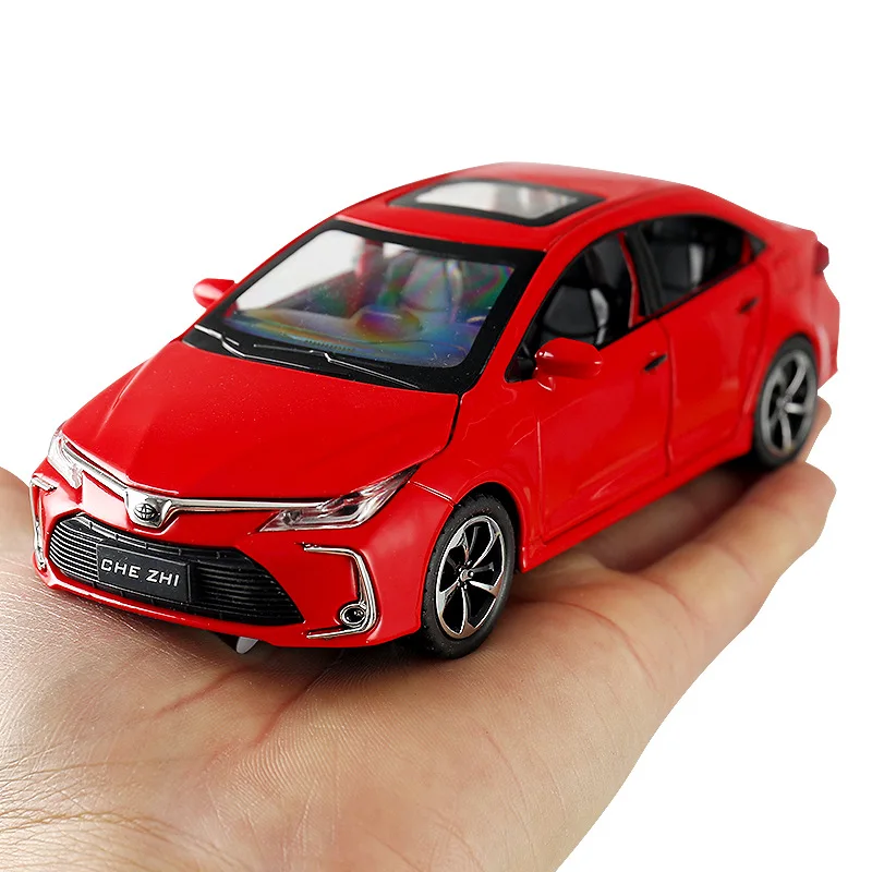 Diecast 1:32 TOYOTA Corolla Alloy Car Model Sound And Light Pull Back Door Opening Metal Car Model Collection Gifts For Friends