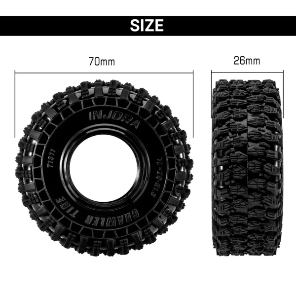4PCS-T1311: INJORA 70*26mm S5 1.3" Crawler Tires for 1/18 1/24 RC Crawlers (T1311) - Image 4