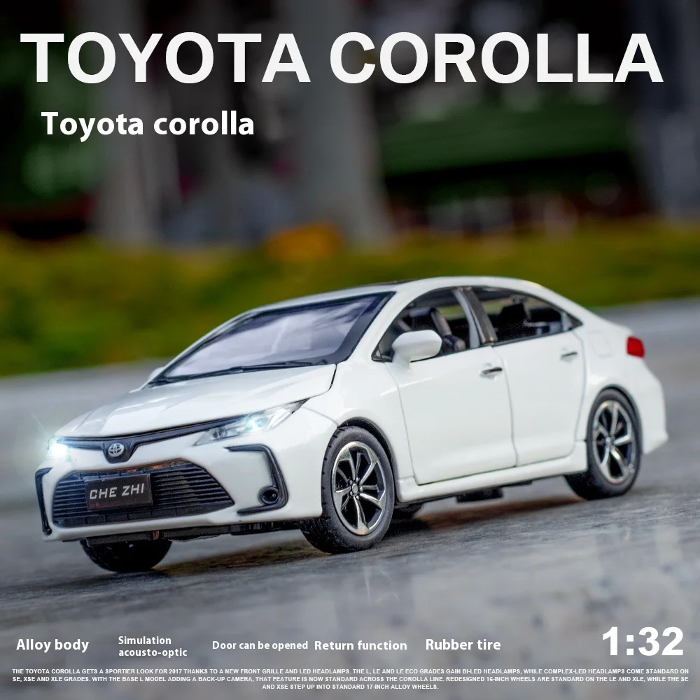 Diecast 1:32 TOYOTA Corolla Alloy Car Model Sound And Light Pull Back Door Opening Metal Car Model Collection Gifts For Friends - Image 2