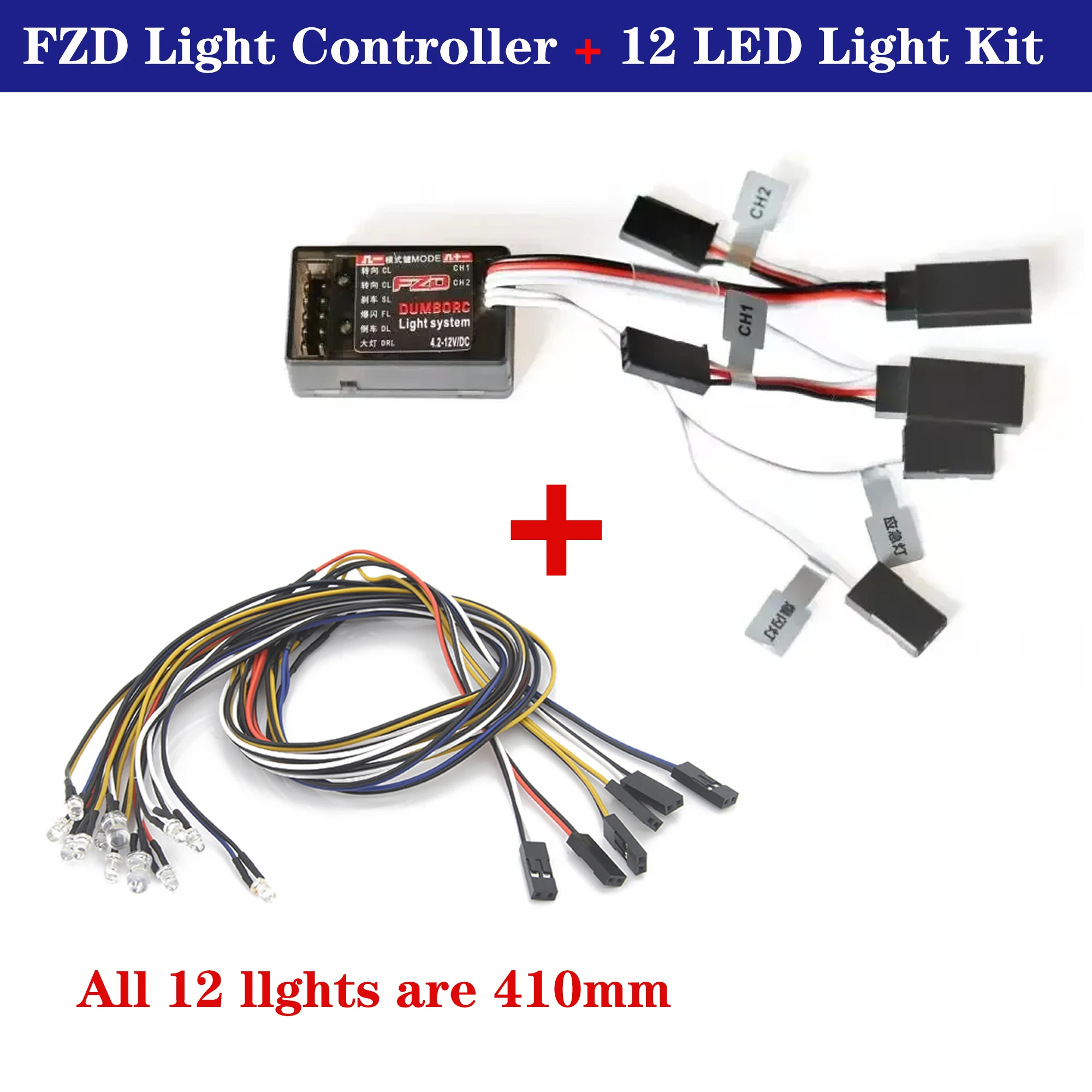 DUMBORC FZD Simulation Light Controller 12 Led Lights System Kit for 1/8 1/10 RC Car Drift Truck SCX10 TAMIYA CC01 4WD Axial - Image 8