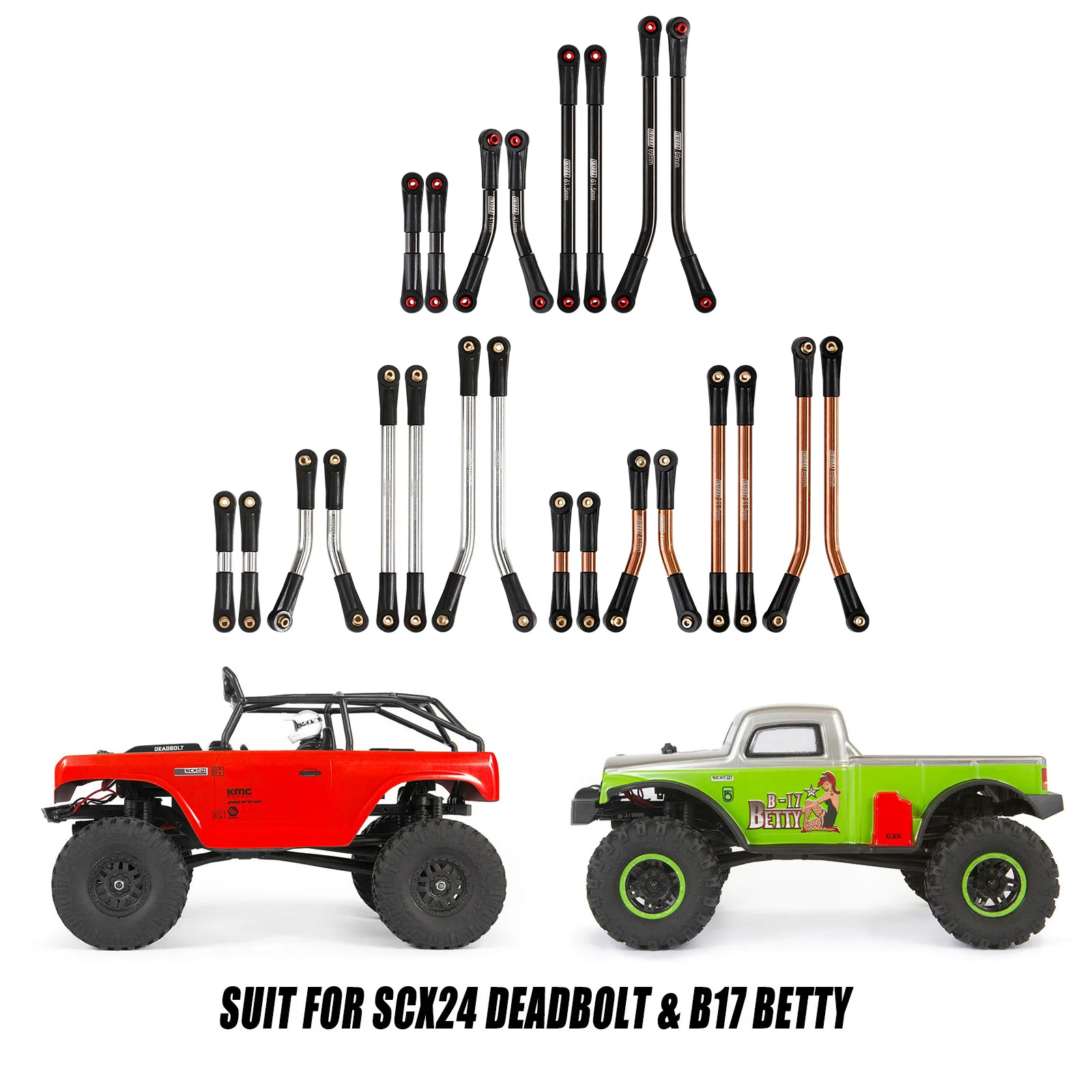 INJORA Stainless Steel High Clearance 4 Links Set Upgrade Parts For 1/24 RC Crawler Axial SCX24 Deadbolt B17 - Image 2