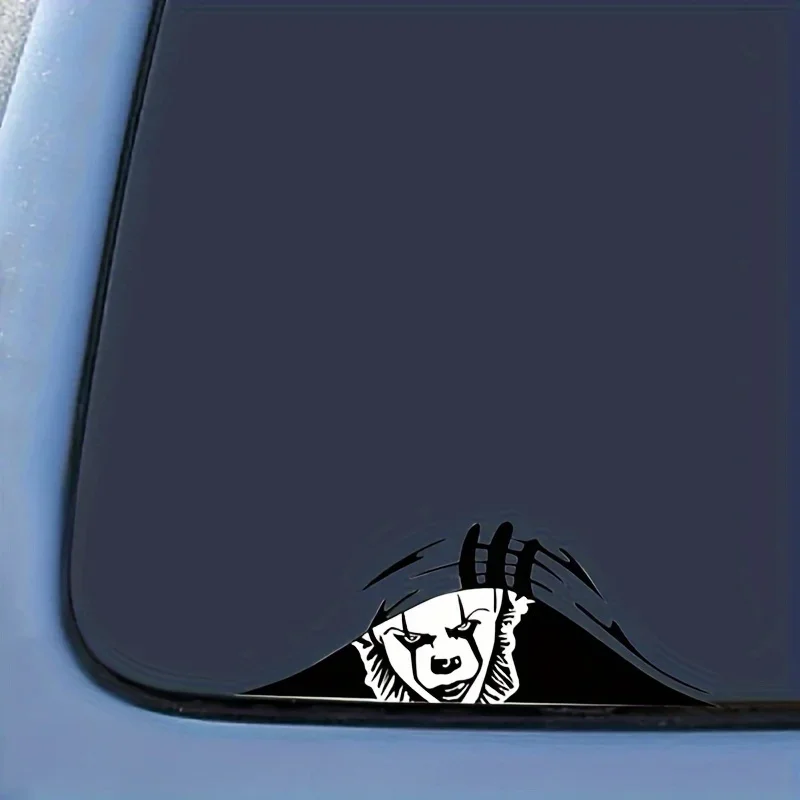 black: 1PC Clown Peeping Car Stickers Auto Window Bumper Trunk Waterproof Vinyl Decals Self-adhesive Joker Funny Car Styling Decoration - Image 4