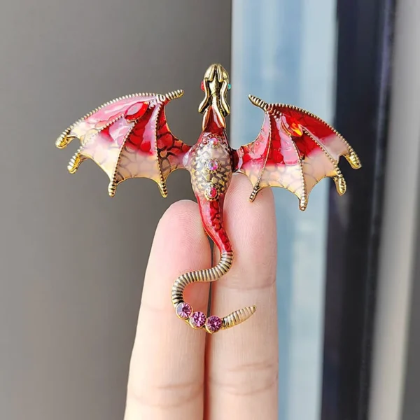 Hot Selling Fashion Cartoon Dragon Inset Crystal Enamel Pin Creative Lapel Metal Brooch Badge Jewelry Friends Gift Wholesale - Image 3