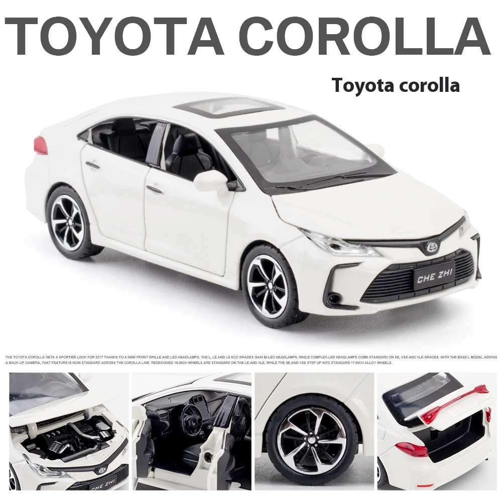 Diecast 1:32 TOYOTA Corolla Alloy Car Model Sound And Light Pull Back Door Opening Metal Car Model Collection Gifts For Friends - Image 4