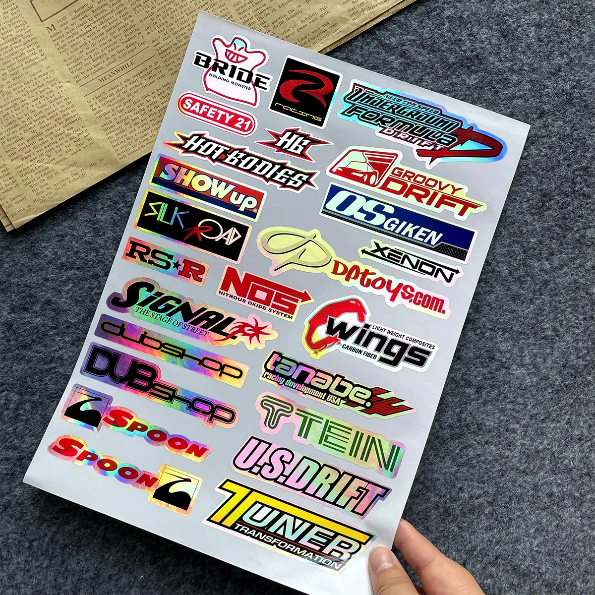 Whole Set Laser Rainbow Motorcycle Stickers Moto Bike Windshield Fairing Fender Fuel Tank Helmets Body Accessories Decals - Image 2