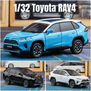 1/32 Toyota RAV4 SUV Off-Road Toy Car  JKM Diecast Metal Model Sound &  Light Doors Openable Educational Collection Gift For Boy