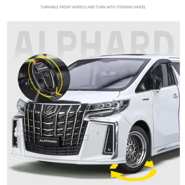 New 1/18 Toyota Alphard MPV Alloy Car Model Diecast Metal Toy Commercial Vehicles Car Model Simulation Sound and Light Kids Gift - Image 4