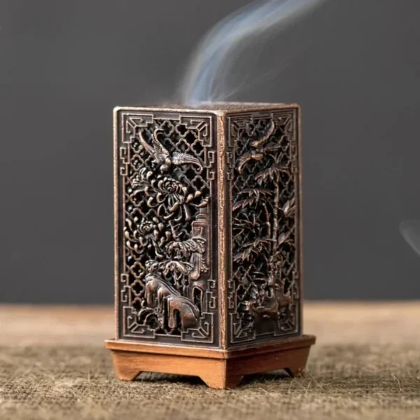Vertical Incense Burner Zinc Alloy Incense Burner Mini Incense Burner Plum Blossom Bamboo Diffuser Home Fragrance Products - Image 7