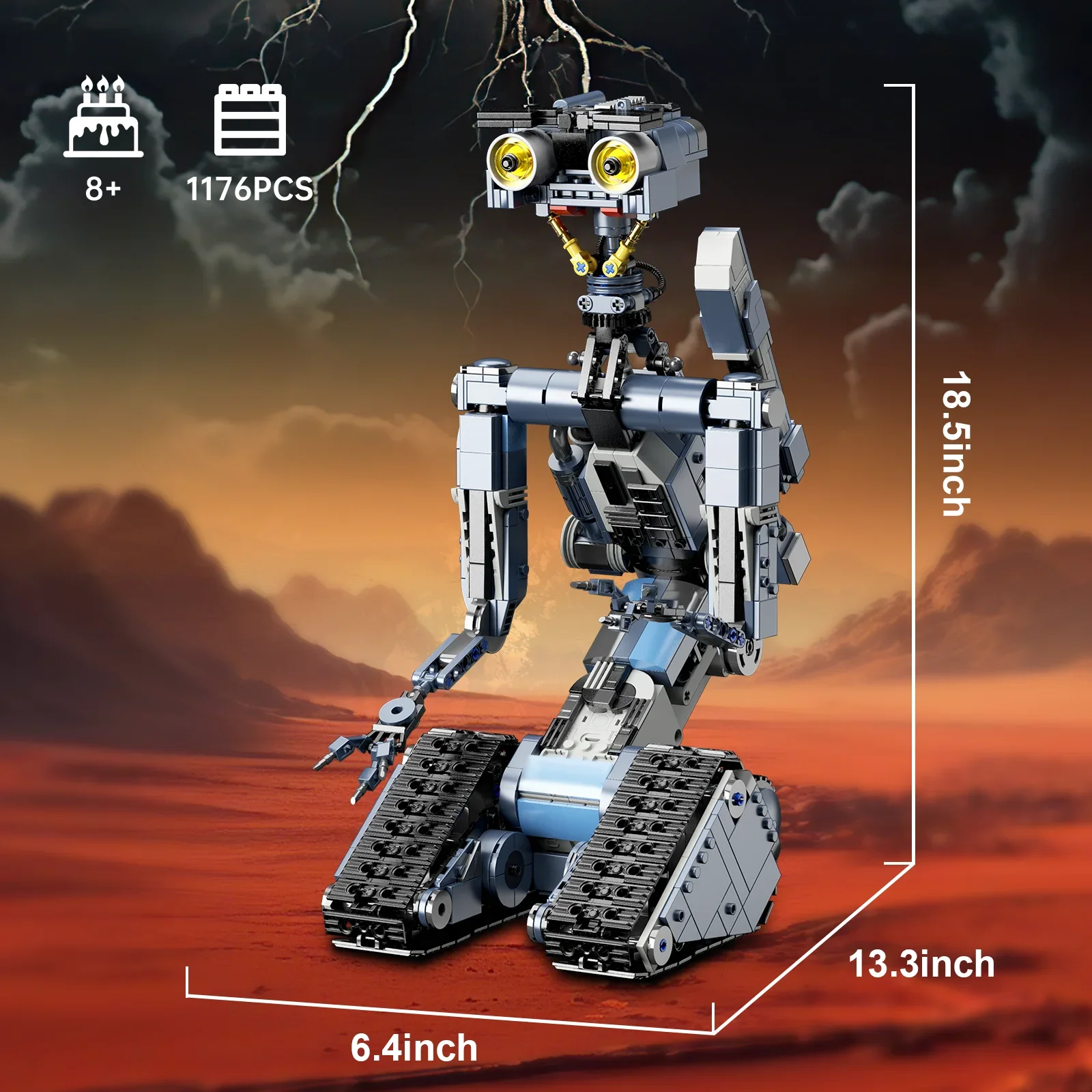 Johnnys 5 Robot Building Blocks Set Military Robot Model Action Figure Bricks Johnnys Five Building Blocks 1176PCS-With-motor - Image 4