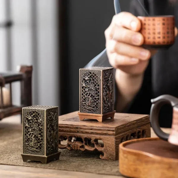 Vertical Incense Burner Zinc Alloy Incense Burner Mini Incense Burner Plum Blossom Bamboo Diffuser Home Fragrance Products - Image 5