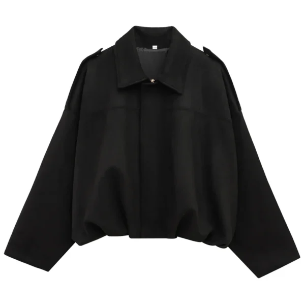 HXAO Women's Bomber Jacket Lapel Long Sleeve Zipper Suede Jacket Women 2025 High Street Cropped Racing Jackets Coats Outerwears - Image 8
