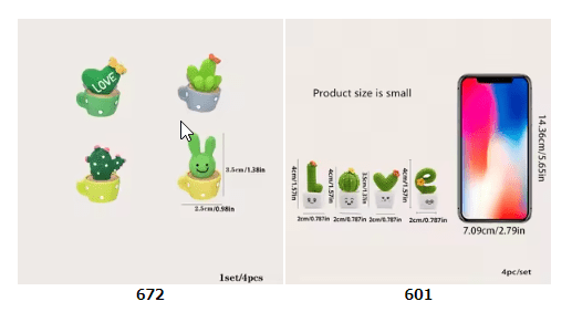 4pc/set Mini Simulation Succulent Cactus Resin Crafts Home Desktop Car Interior Decorative Ornaments - Image 5