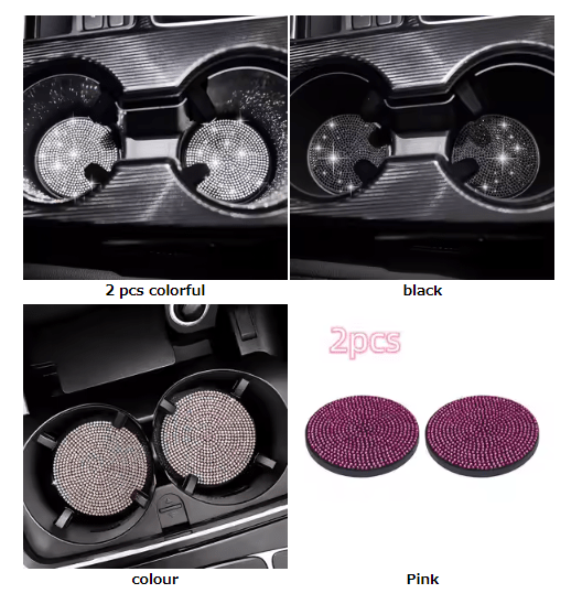 2pcs Imitation Diamond Fashion Car Cup Cushion Bling Car Cup Holder Coaster Anti-slip Popular and fashionable coasters - Image 5