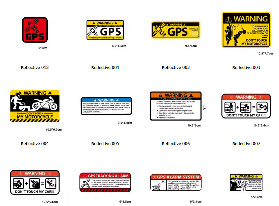 Reflective Motorcycle Sticker GPS Tracking Alarm Decal Decor Body Fuel Tank Racing Laptop Phone Luggage Diary Waterproof Sticker - Image 6