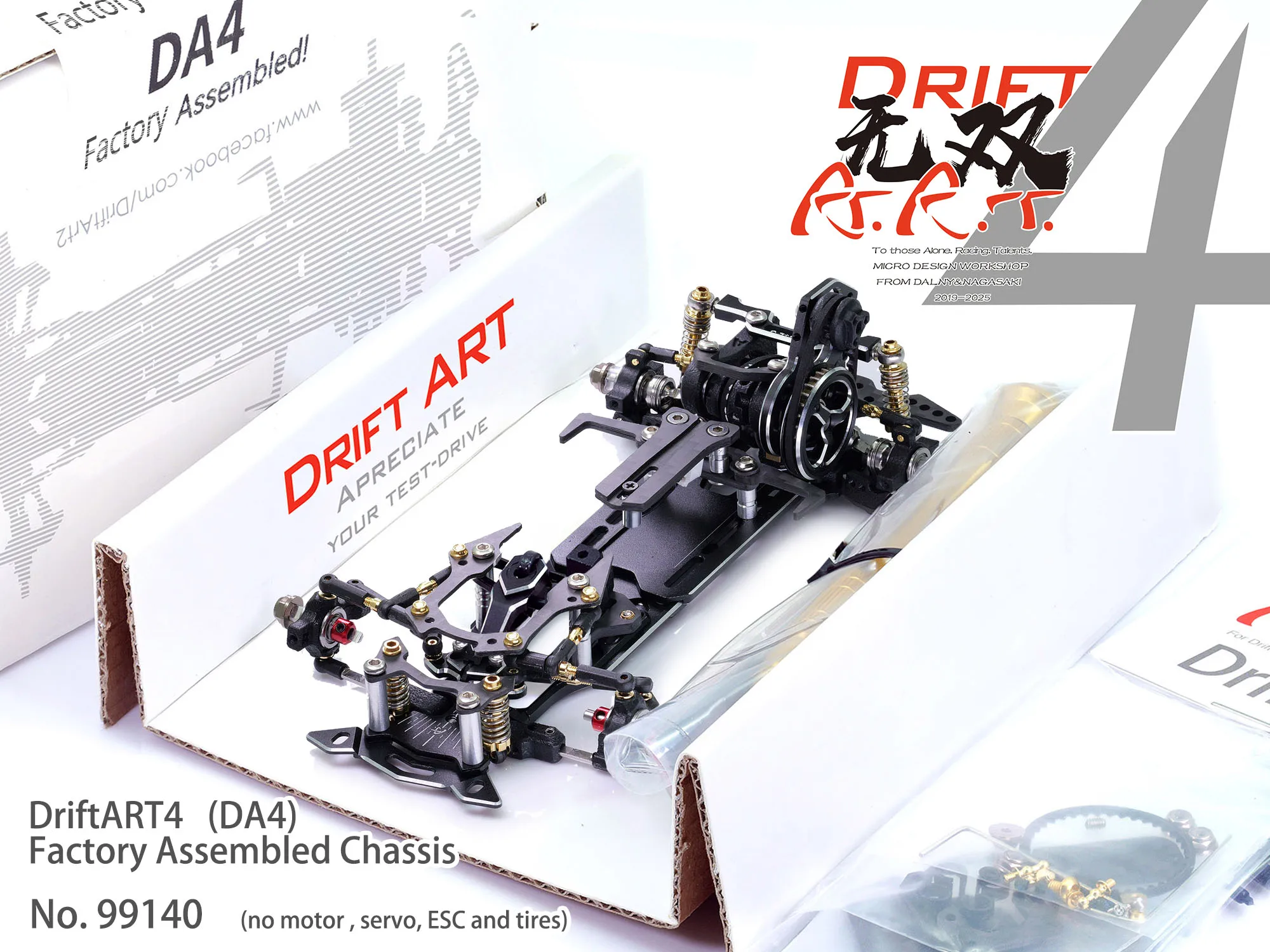 99140-DriftART4: 99140 DriftART4 1/24 1/28 Factory Assembled Chassis Mini RWD Drift Chassis (Without electronic)